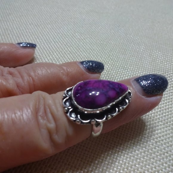 Gorgeous "DENDRITE OPAL" Handmade Sterling Ring Size 7.75 #459B - Picture 2 of 3